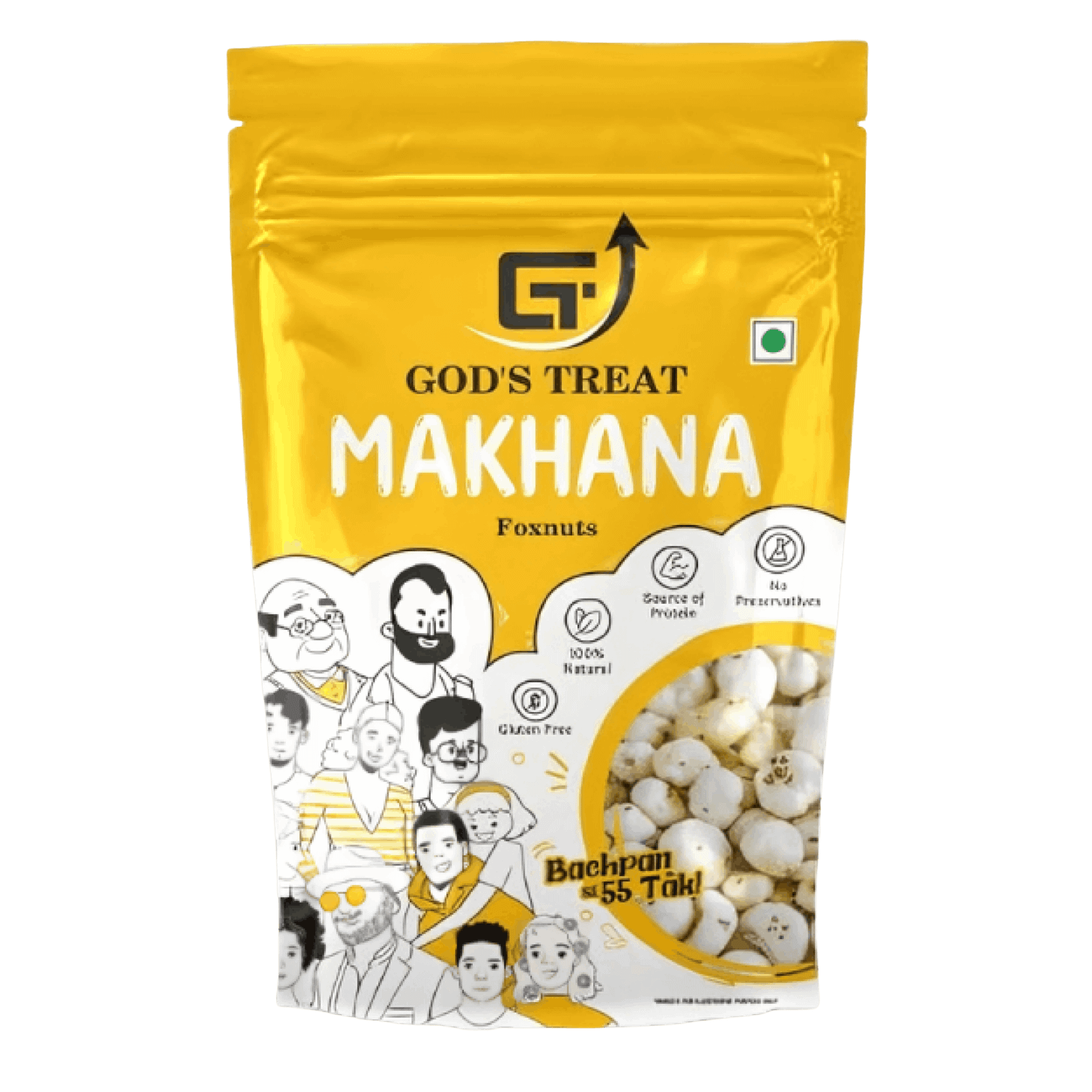 GOD'S TREAT Premium Makhana (Phool Makhana/Fox Nuts) 200g, Pack of 1 | Raw Jumbo Lotus Seeds | Healthy Cooking Snack | Rich in Protein, Fiber & Minerals | Gluten-Free & Vegetarian